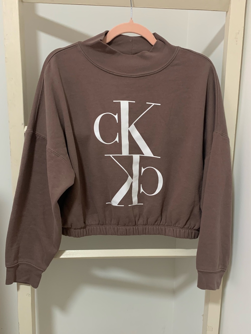 Calvin Klein Brown Cropped Logo Sweatshirt